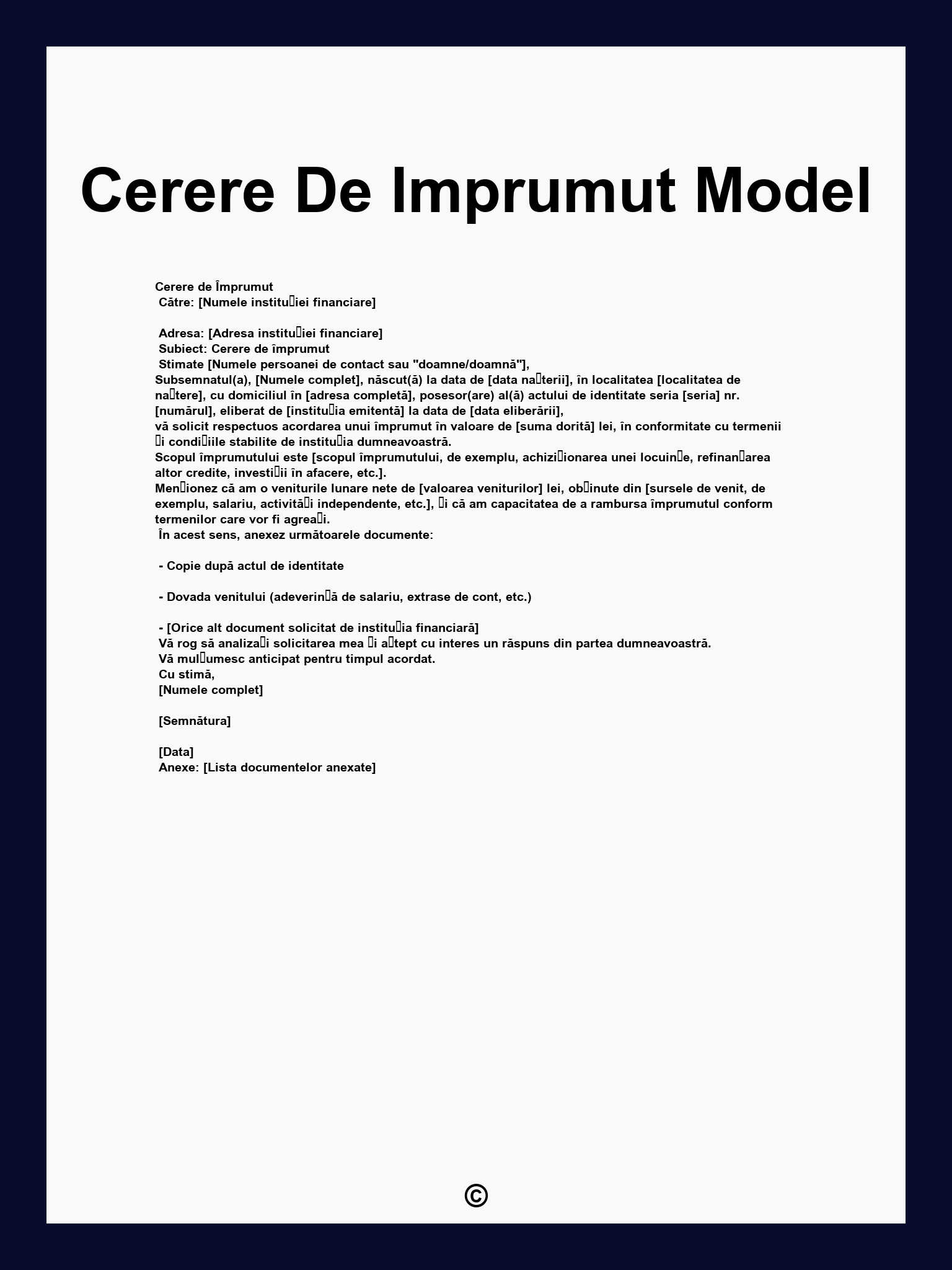 Cerere De Imprumut Model