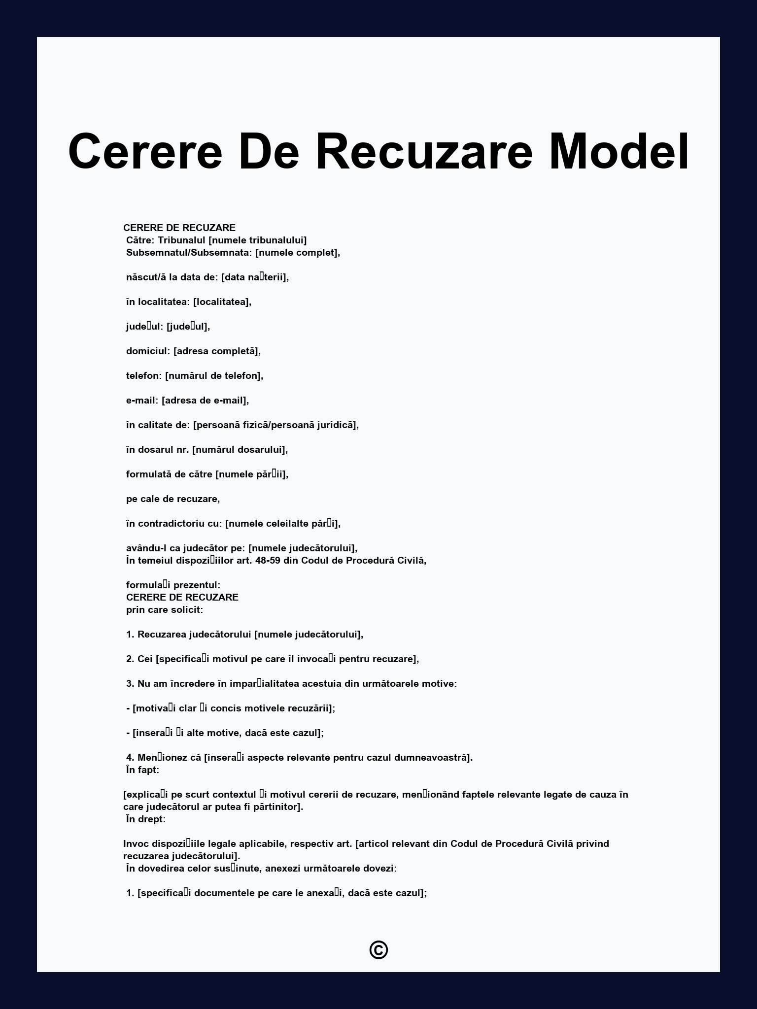 Cerere De Recuzare Model