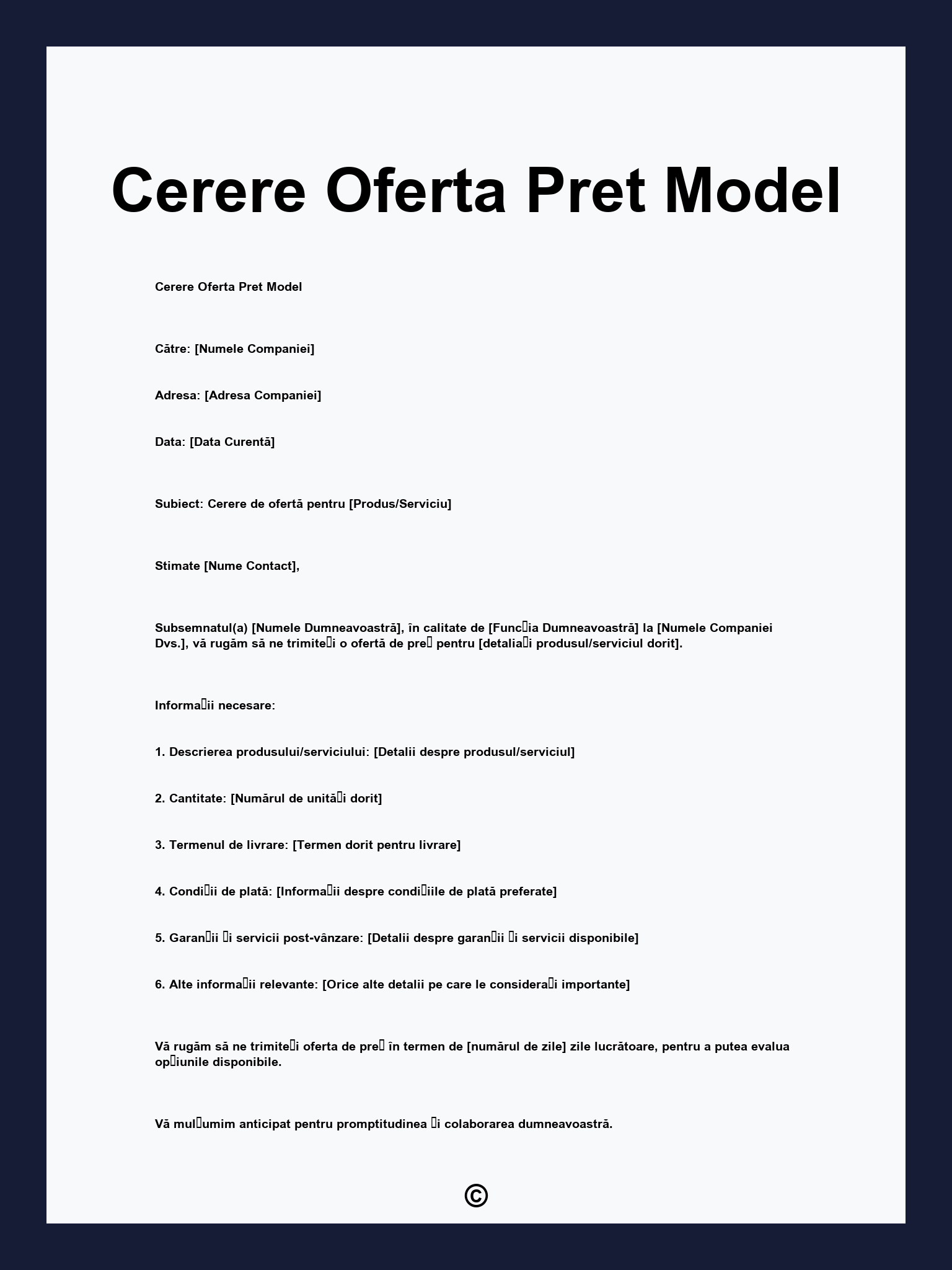 Cerere Oferta Pret Model