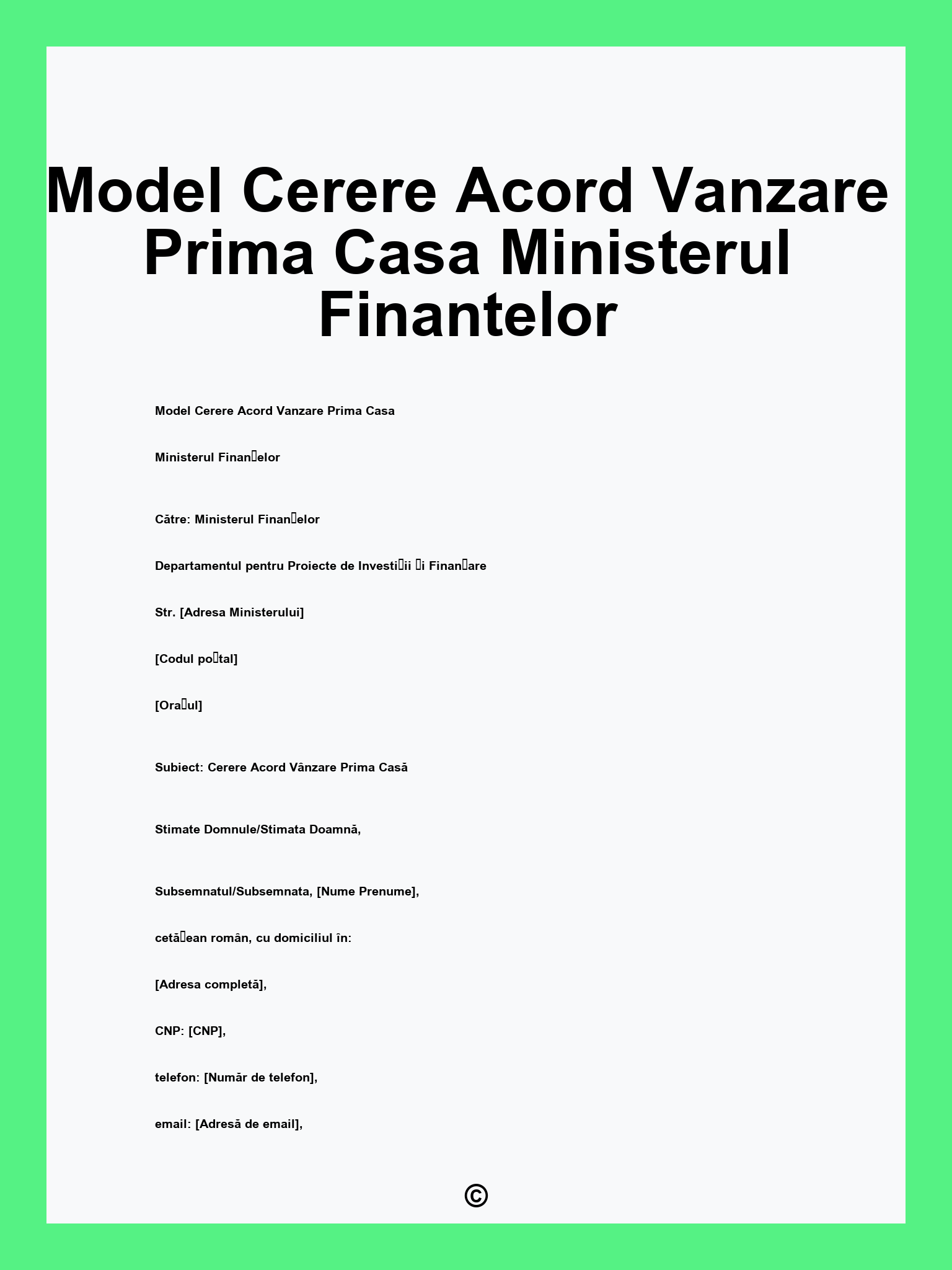 Model Cerere Acord Vanzare Prima Casa Ministerul Finantelor