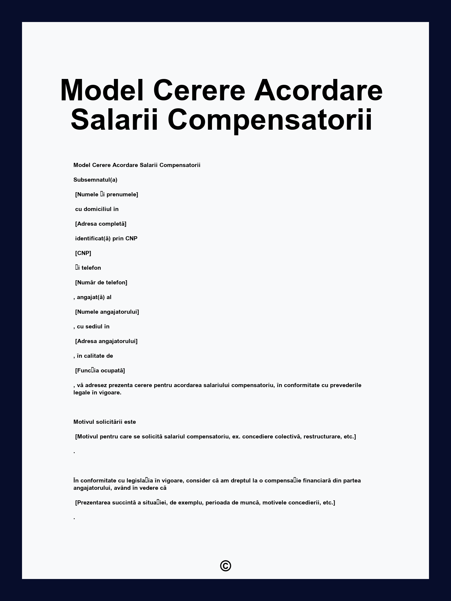 Model Cerere Acordare Salarii Compensatorii