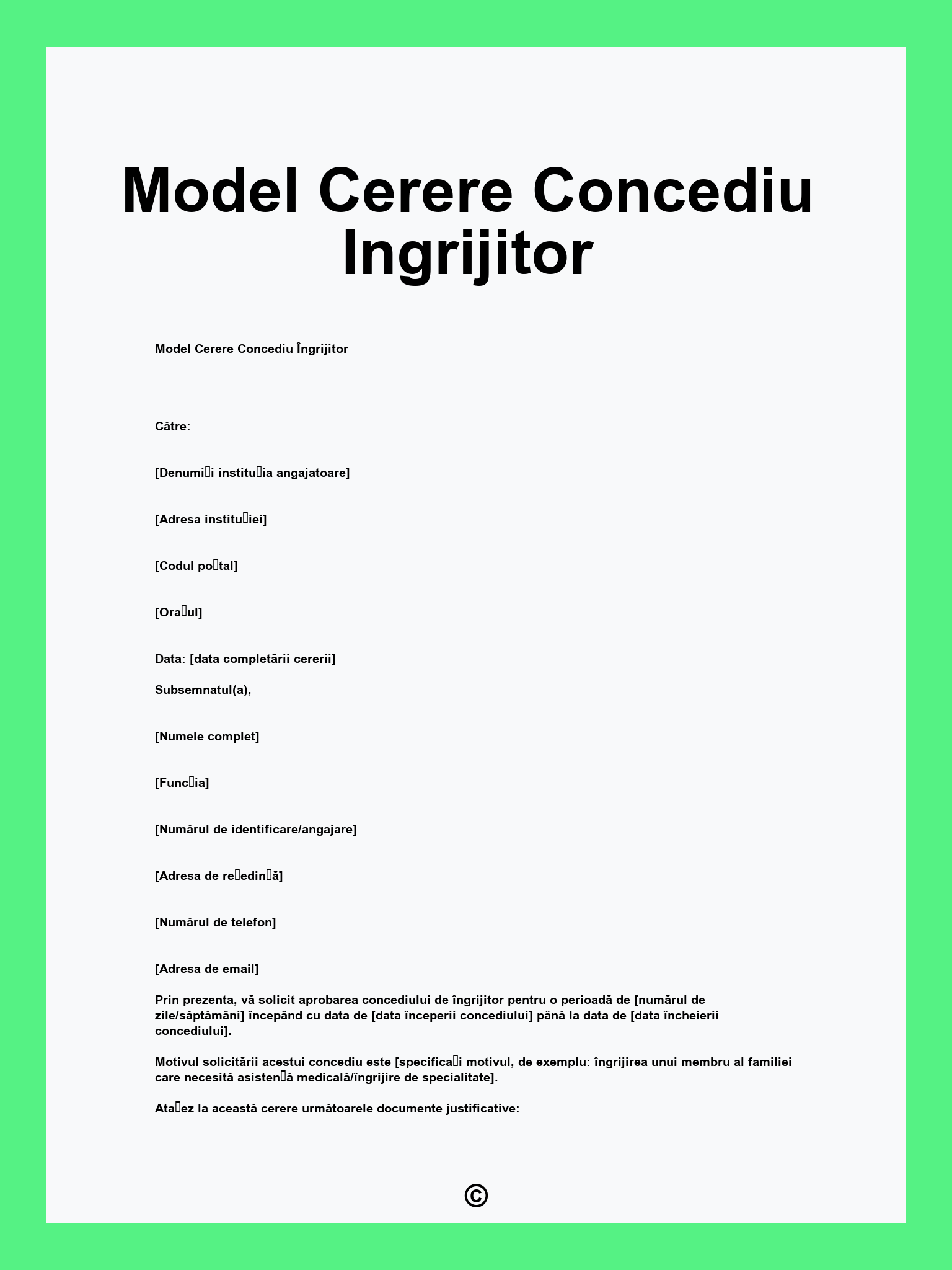 Model Cerere Concediu Ingrijitor