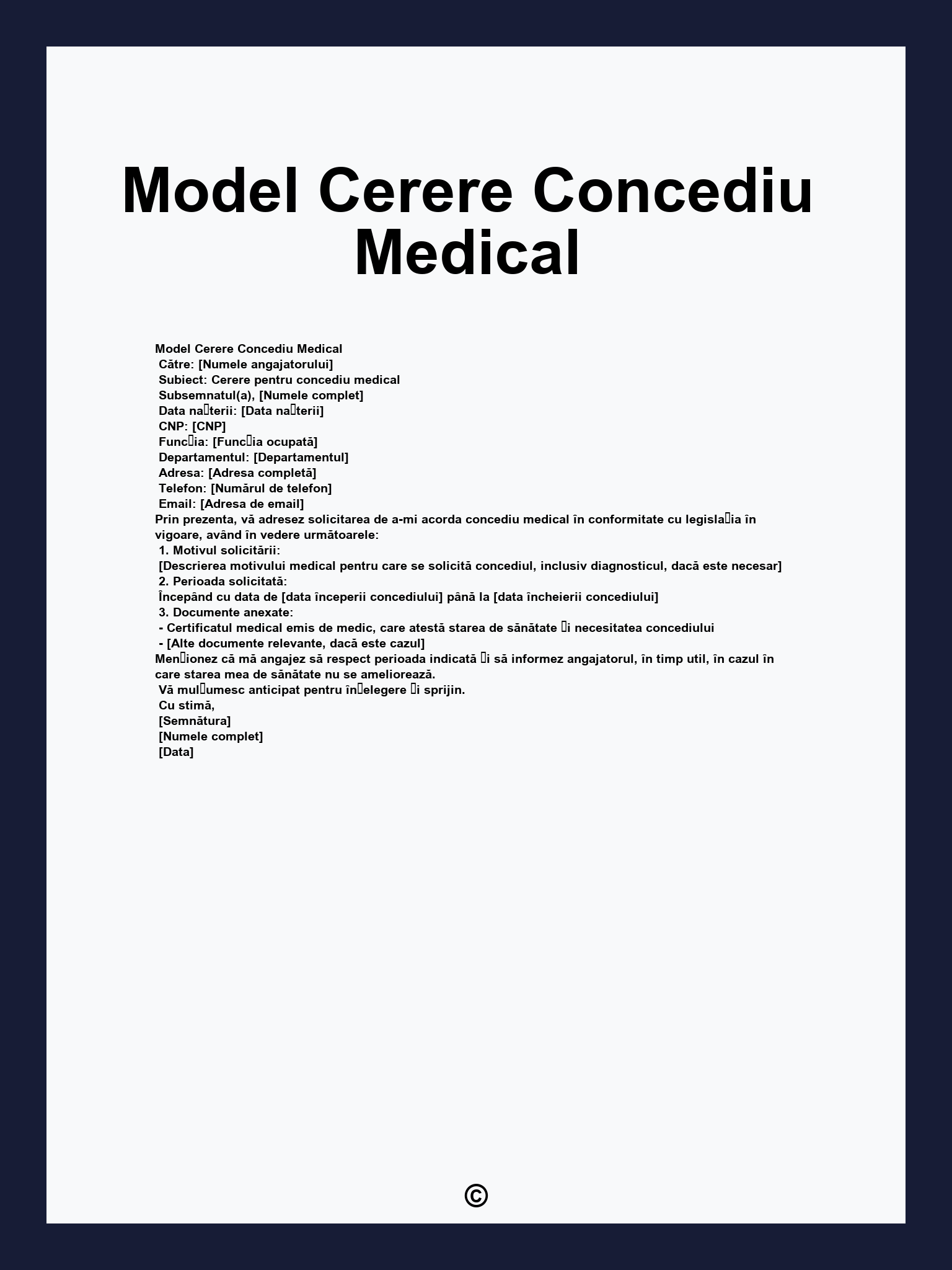Model Cerere Concediu Medical