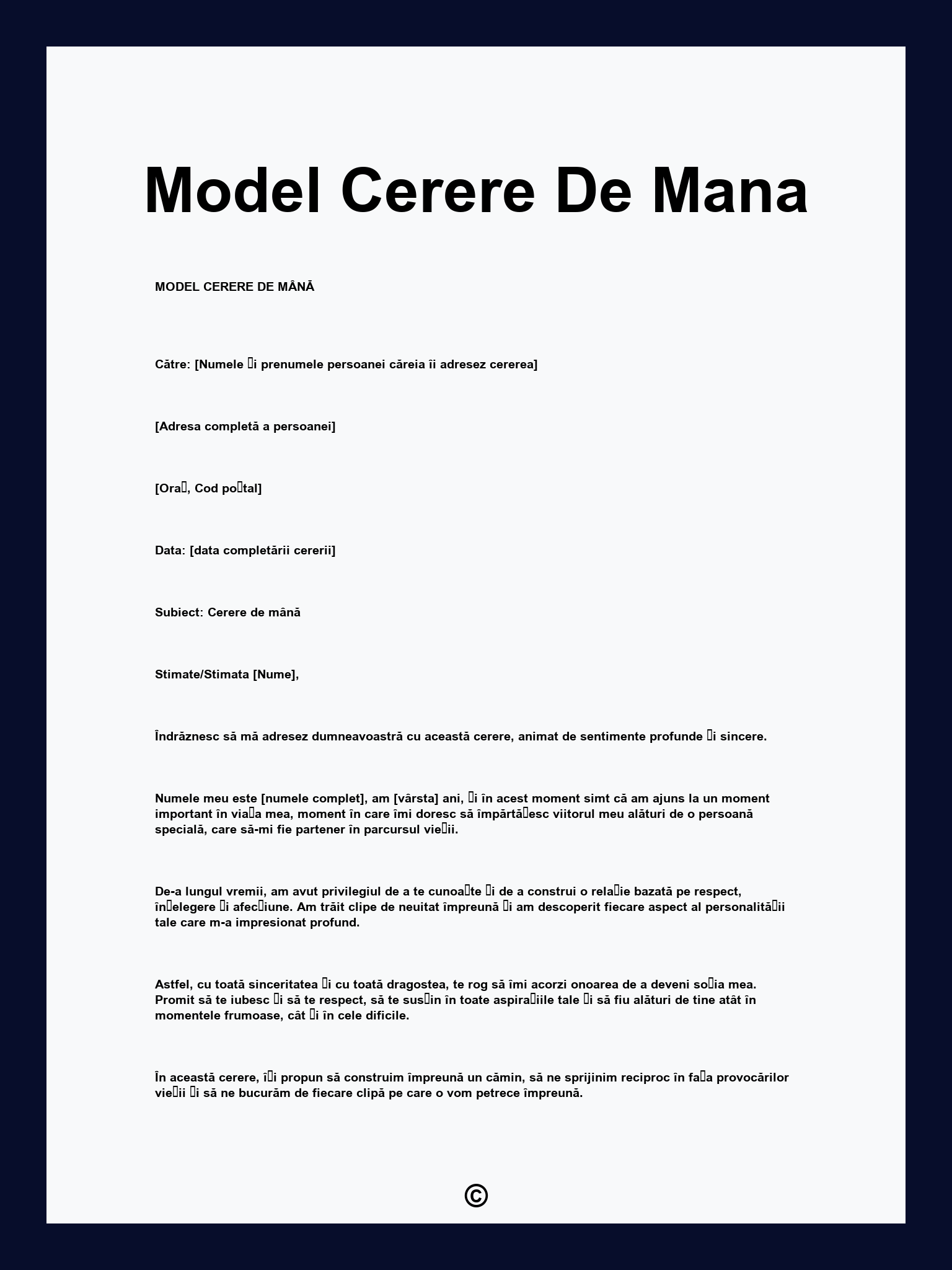 Model Cerere De Mana