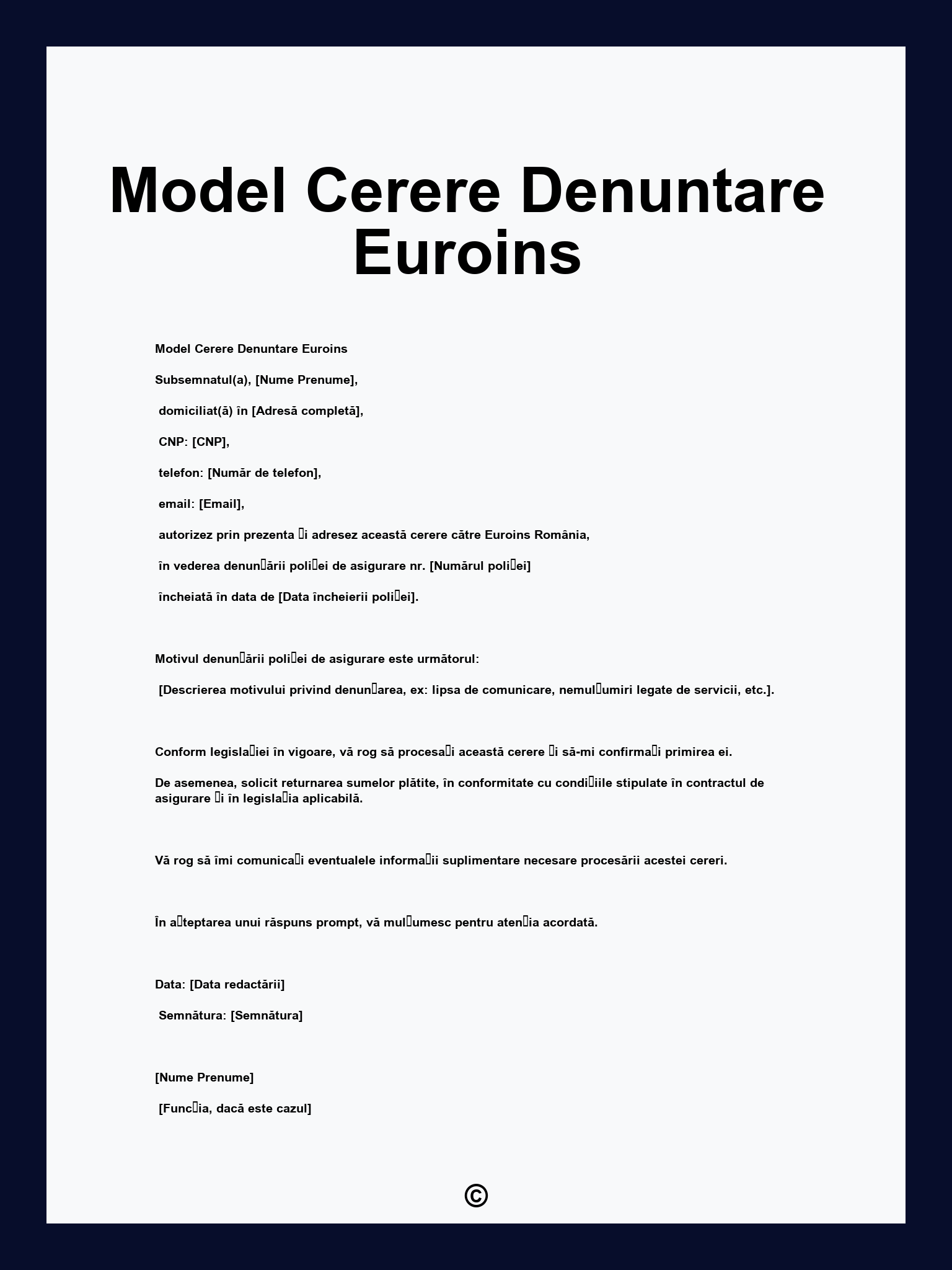 Model Cerere Denuntare Euroins