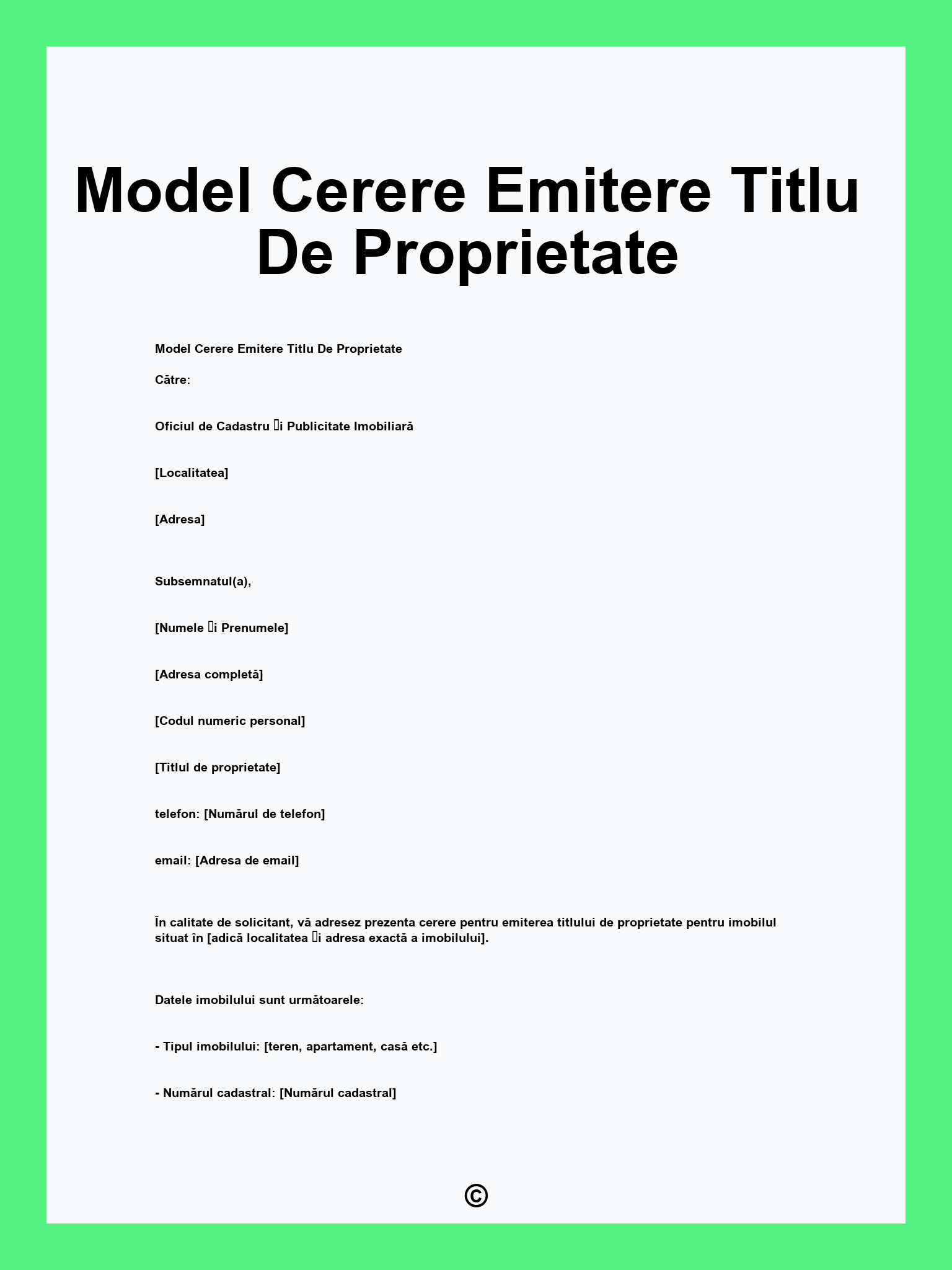 Model Cerere Emitere Titlu De Proprietate