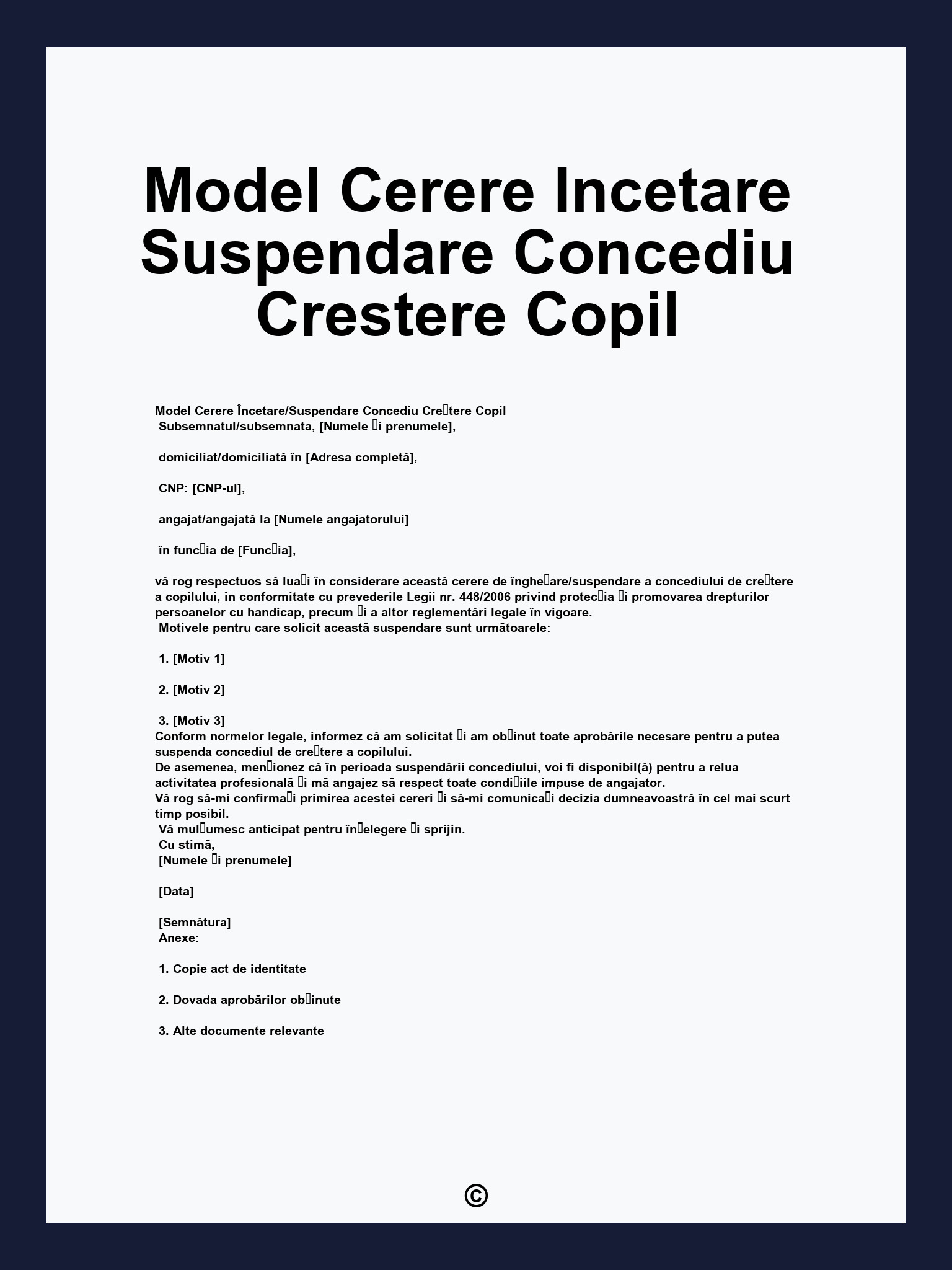 Model Cerere Incetare Suspendare Concediu Crestere Copil