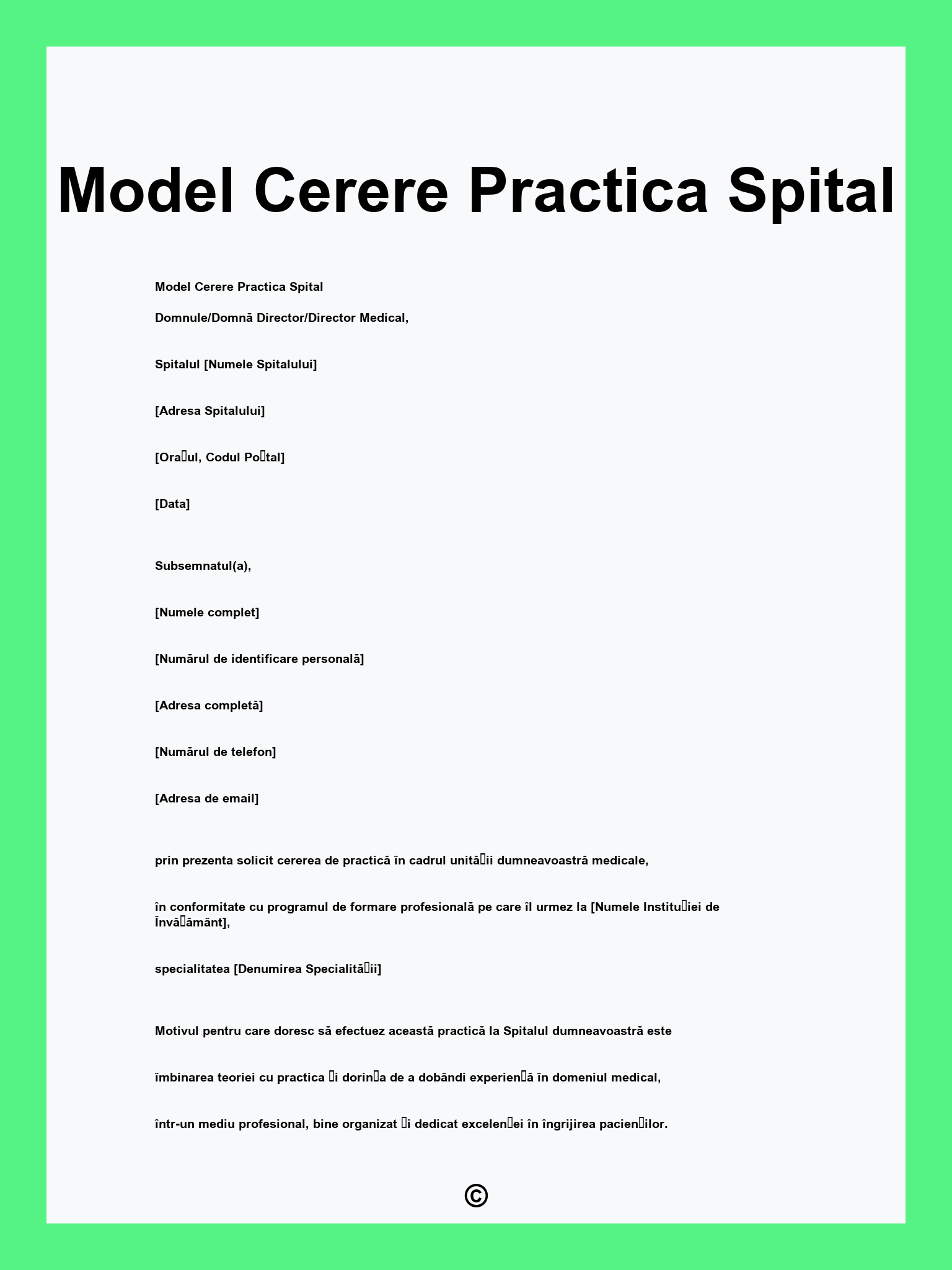 Model Cerere Practica Spital