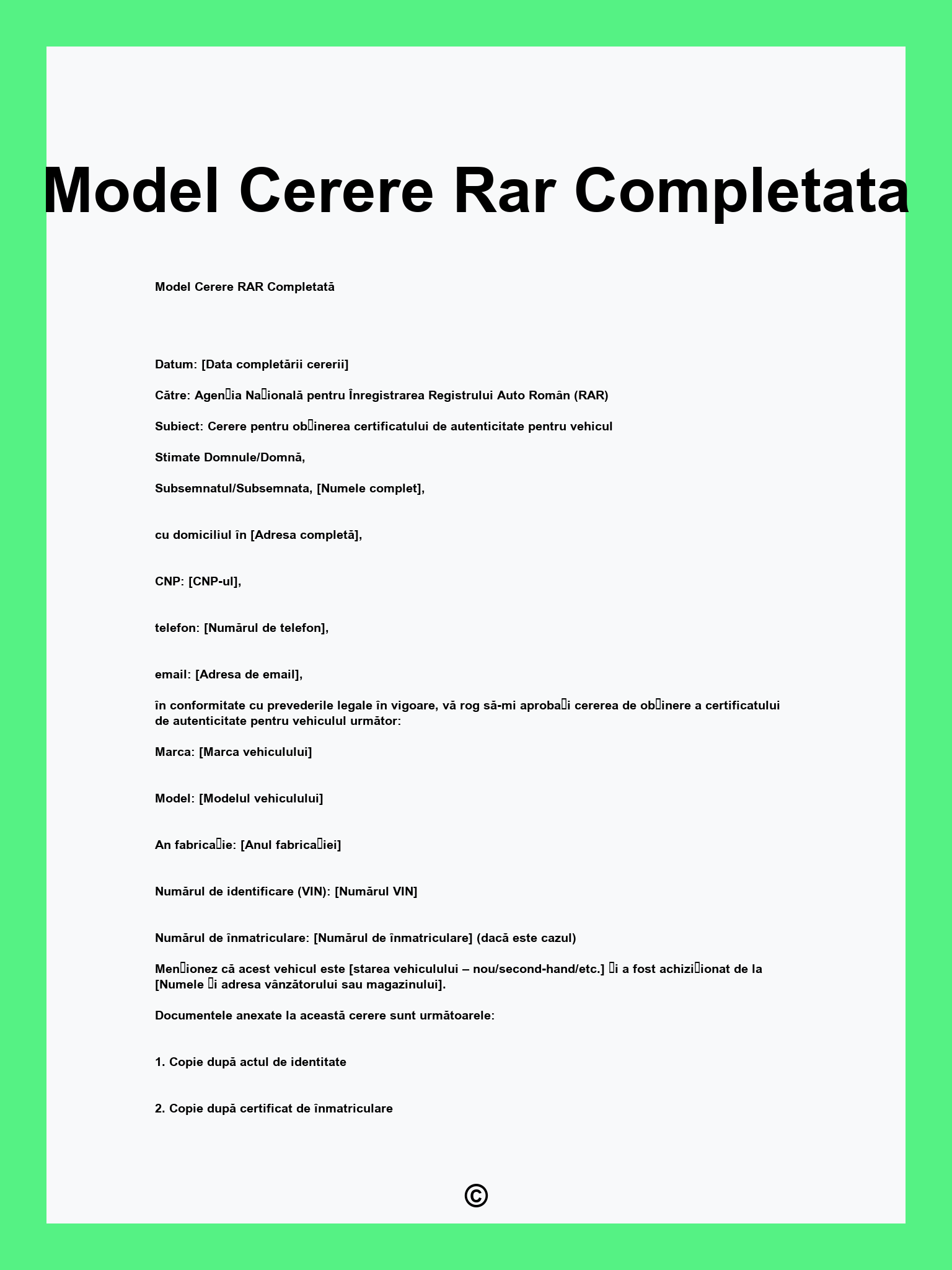 Model Cerere Rar Completata