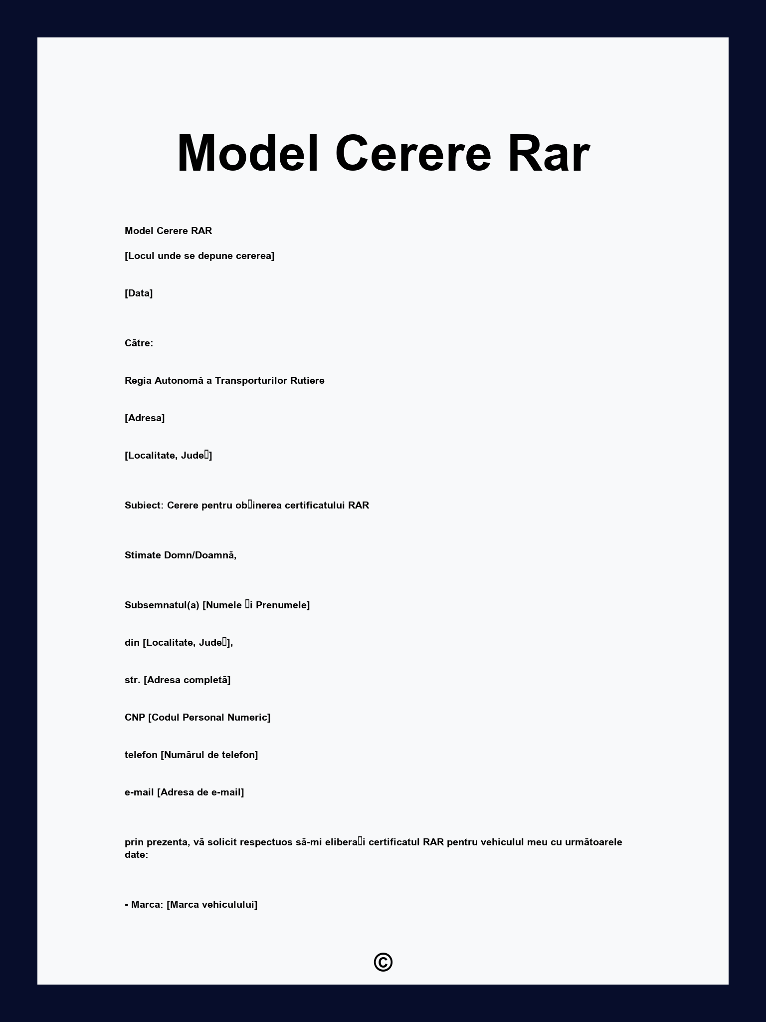 Model Cerere Rar