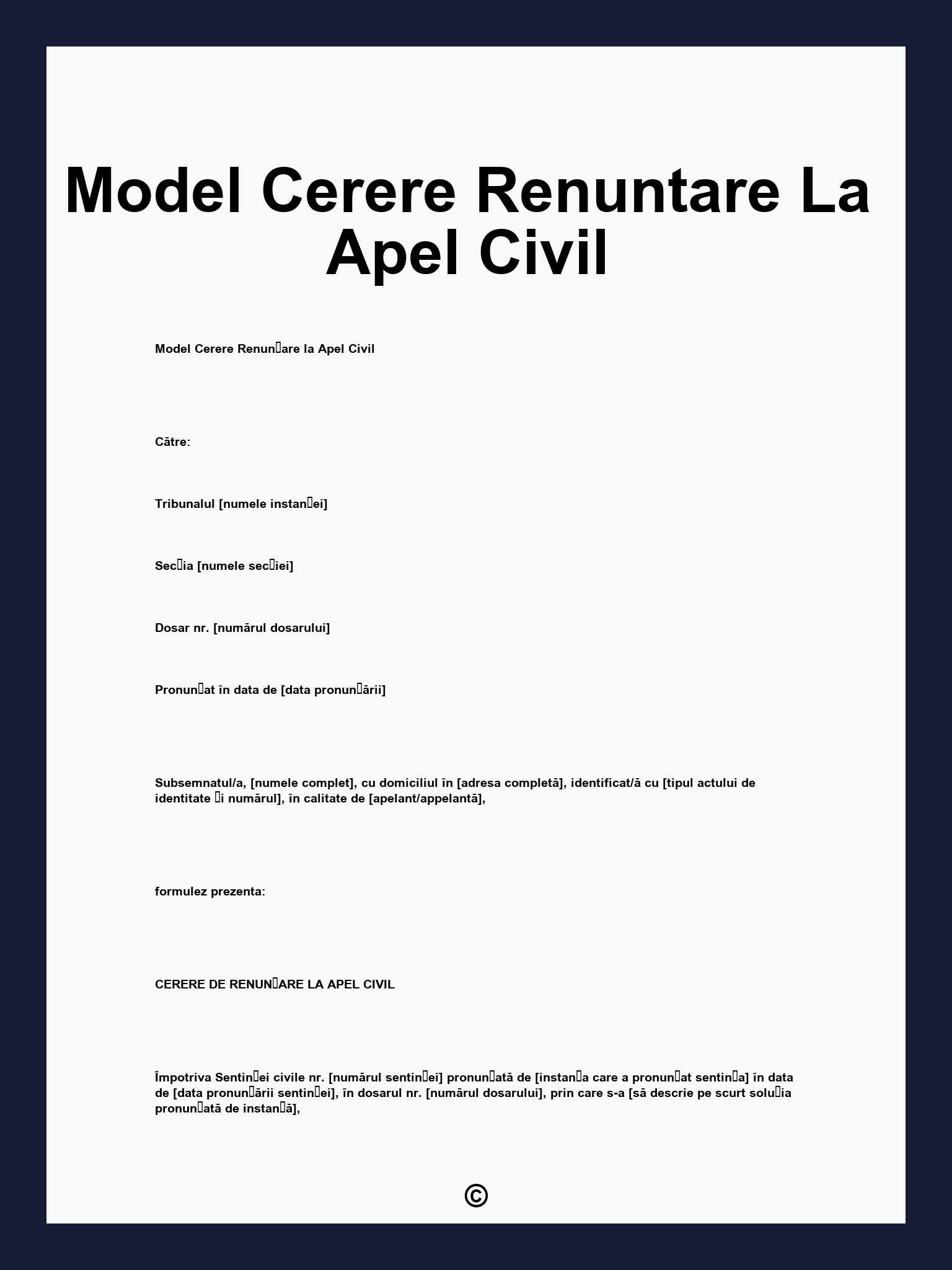 Model Cerere Renuntare La Apel Civil