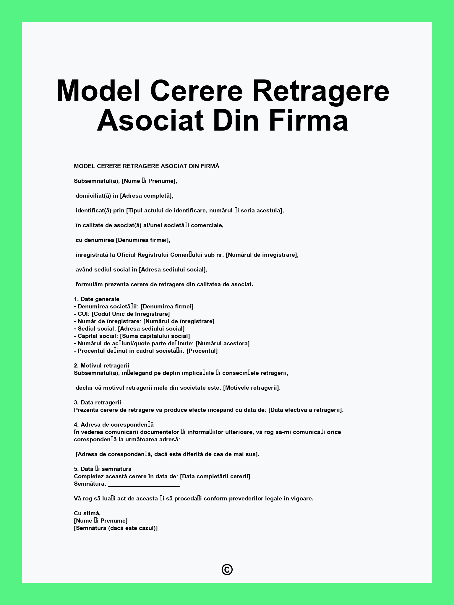 Model Cerere Retragere Asociat Din Firma