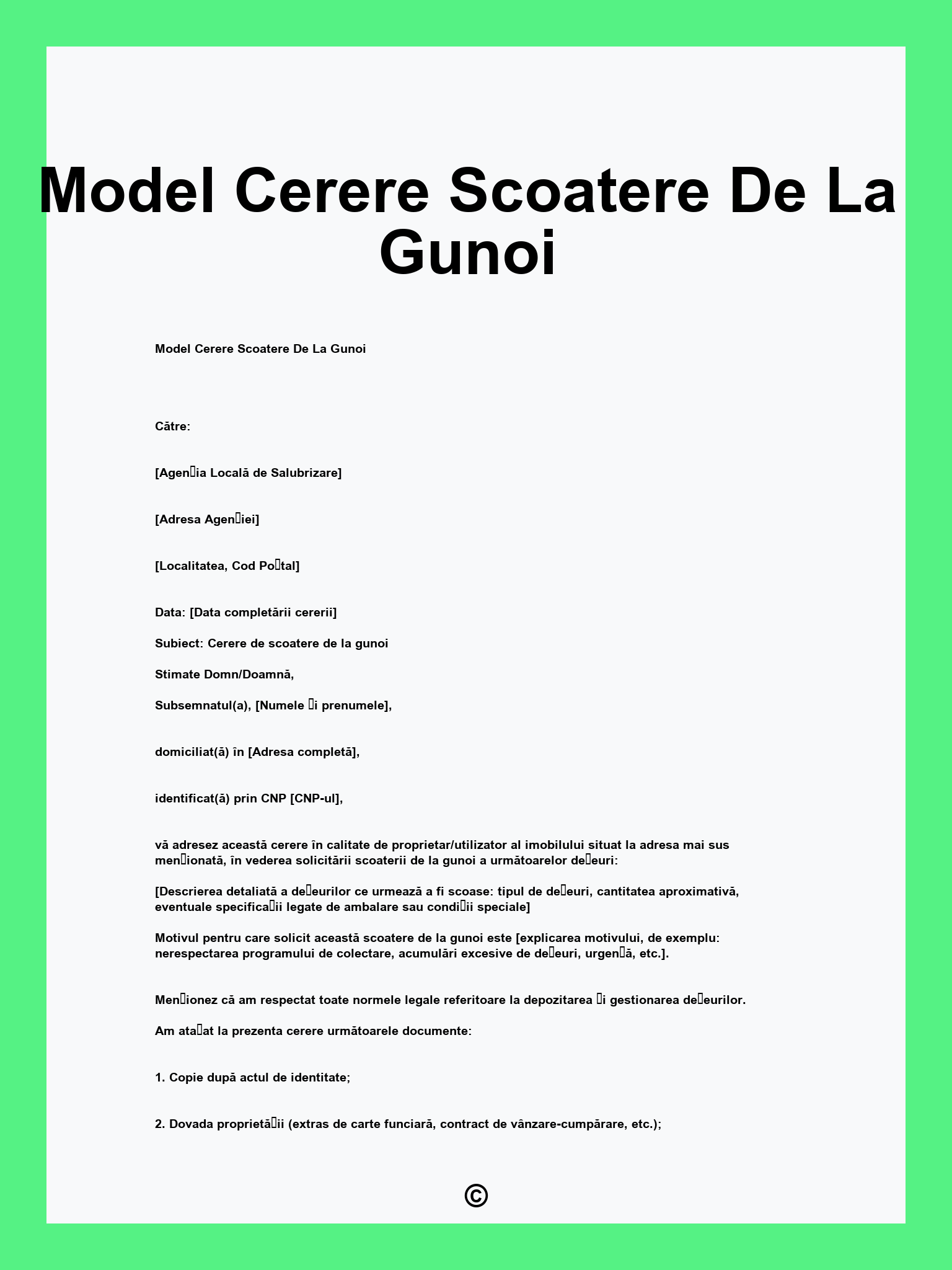Model Cerere Scoatere De La Gunoi